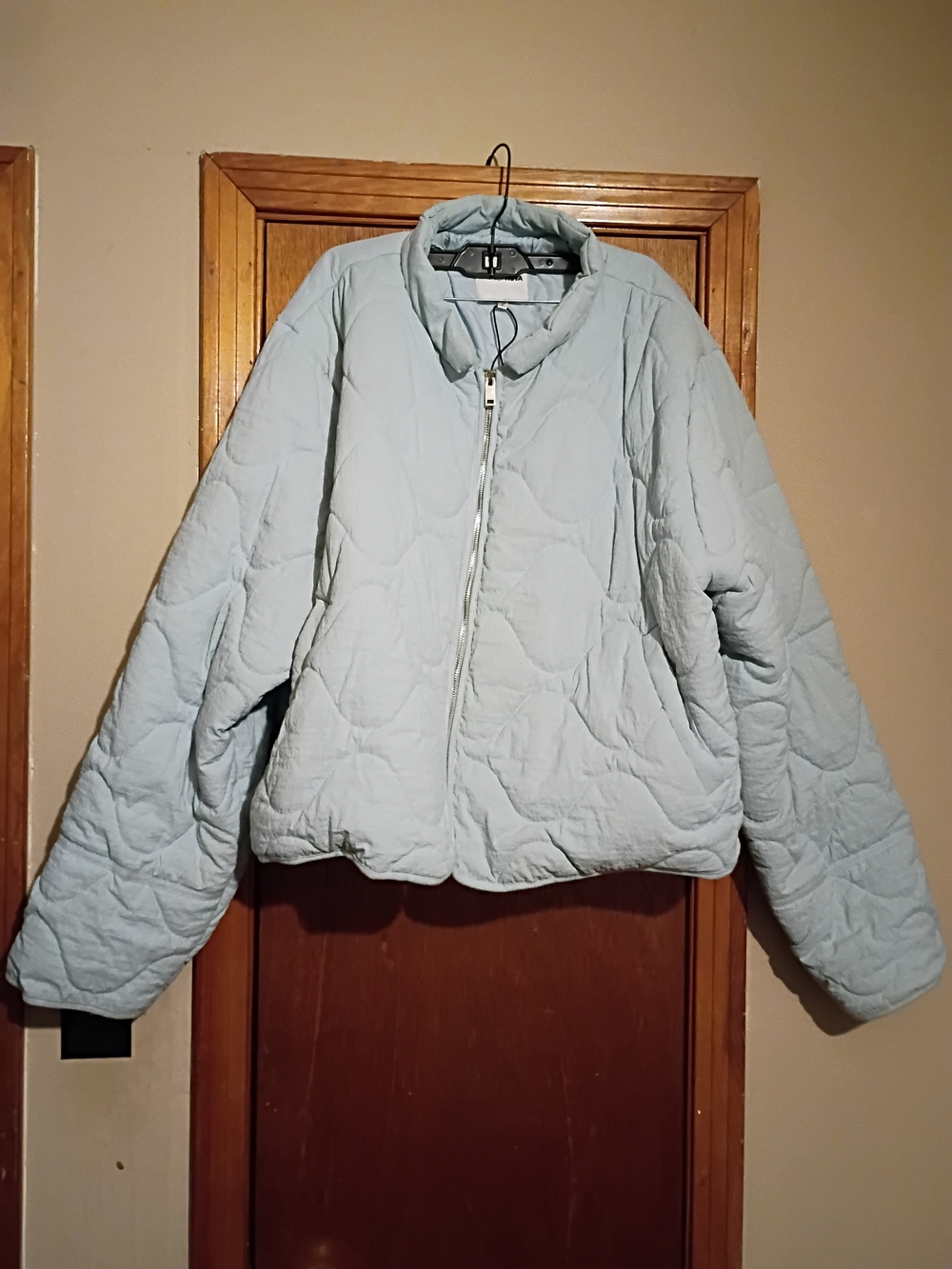 Fashion Nova Pale Blue Quilted Puffer Jacket